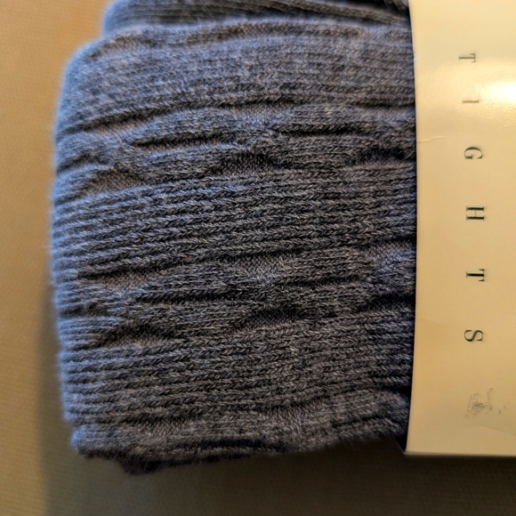 LAUREN RALPH LAUREN Gray Cotton Cable Knit Tights Women's Size A/B Vintage NWT - Picture 2 of 6